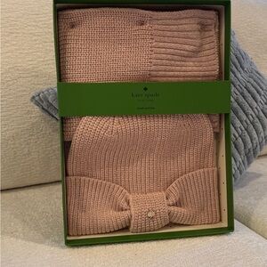 Kate Spade Blush Knit Hat and Scarf Set